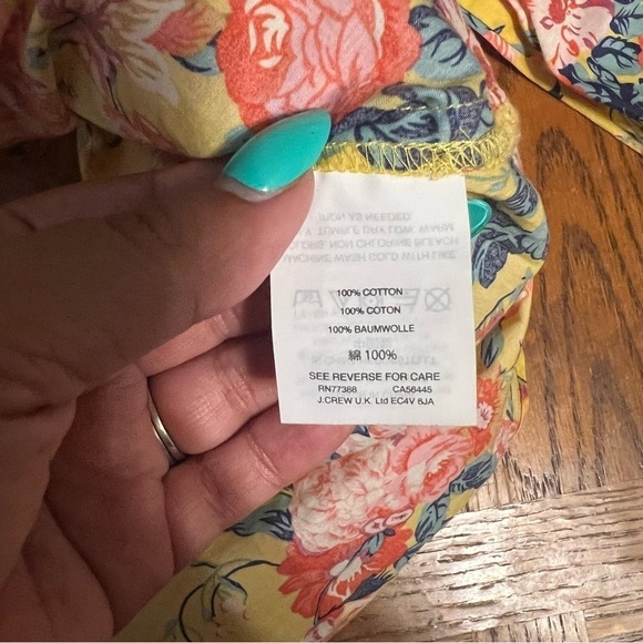 J. Crew Liberty Fabric Magical Bouquet Classic Popover Top in Yellow Floral Sz 0 - Picture 9 of 14